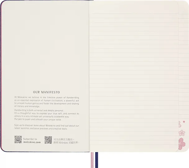 Книга для записей А5, 88 листов в линейку "Le Sakura Large", синяя, обложка текстиль, Moleskine 3130353 — 4