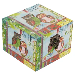 Шкатулка Две совы на голубом (12х12х9) (МДФ) 12-06654-DH3016-3