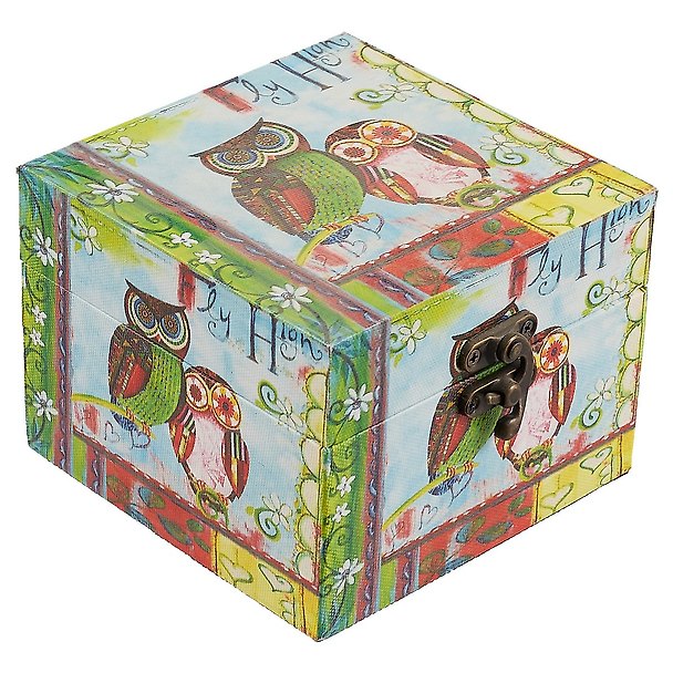 Шкатулка Две совы на голубом (12х12х9) (МДФ) 12-06654-DH3016-3 2580967 — 1