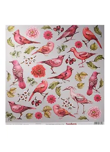 Бумага для скрапбукинга односторон. Райские Птицы Щебет Птиц (SCB220606309) (30,5х30,5см) (10шт.)