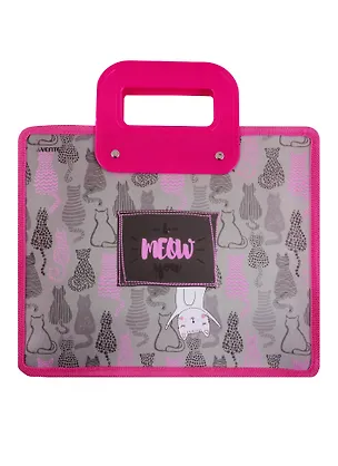 Папка для тетрадей А4 "I Meow You" 33,5*26, молния, ручки, расширение, пластик+текстиль 249489