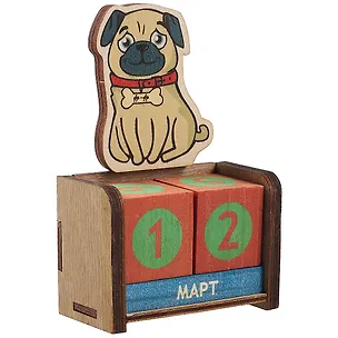 Календарь вечный Мопс (7х11х3,5) (дерево) (kd7) 2851602