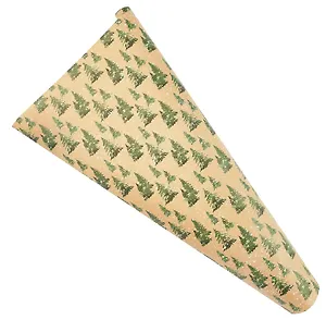 Бумага упаковочная 70*100см "Елочки" крафт, НГ, инд.уп.