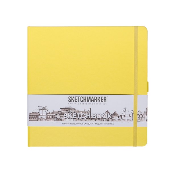 Скетчбук 20*20 80л "Sketchmarker" лимонный, 140г/м2, слоновая кость, тв.обл. 3012378 — 1