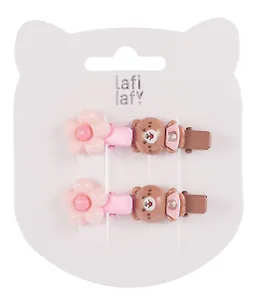 Набор заколок Мишки и цветочки перламутровые (4шт) (пластик) (2,5см) (12-03907-B3) (Lafilaf)