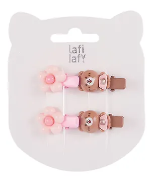 Набор заколок Мишки и цветочки перламутровые (4шт) (пластик) (2,5см) (12-03907-B3) (Lafilaf) 3048633