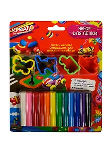 Набор для лепки Креатто (24389) (мягк. пластилин (12цвх165гр)+4формочки) (блистер)