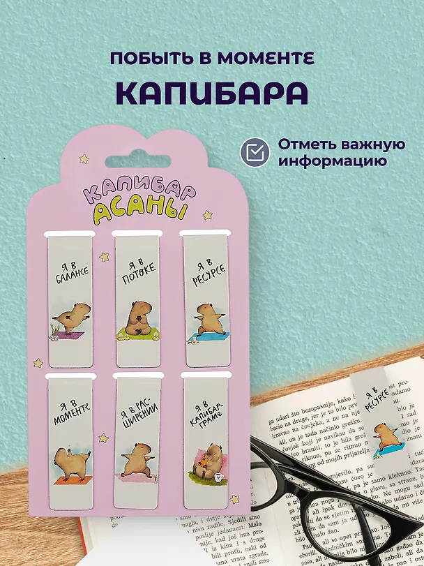 Набор магнитных закладок из 6шт (3шт) (Магнитные закладки Капибара Побыть в моменте/6шт Магнитные закладки Corgis Life/6шт Магнитные закладки Magical days (Сиба-ину)/6шт) 3082542 — 2