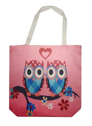 Сумка на молнии Две совы на ветке с сердечком (38х35) (текстиль) (12-11522-705) 2537373
