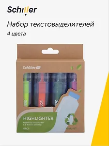 Текстовыделители "ECO", 4 штуки, 1-4 мм, Schiller
