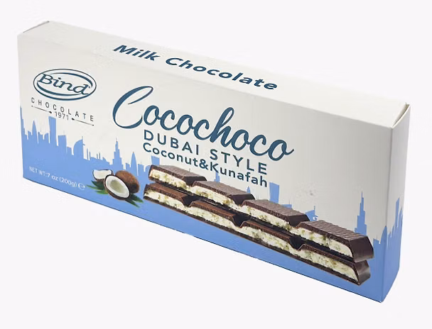 Шоколадная плитка BIND ДУБАЙ Coconut Кокос , катаиф, 200г 3120664 — 1