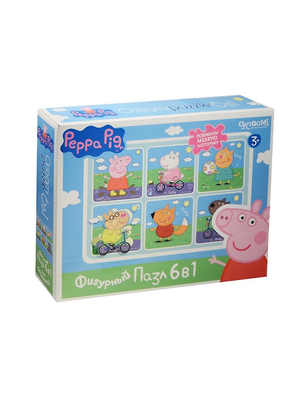 Пазл фигурный разв. 6в1 01564 На прогулке (6 фигур. картинок) (Peppa Pig) (3+) (коробка) 2539271 — 1