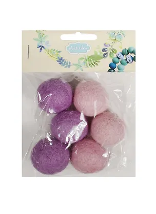 Набор бусин валяных из шерсти (3 см) (6 шт) (бл.-лил., сир.) (14-00941-J14) 2538468