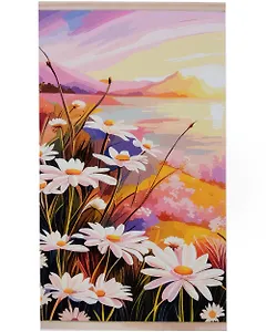 Алмазное панно на подвесе. Золотые ромашки. 30х50 см.