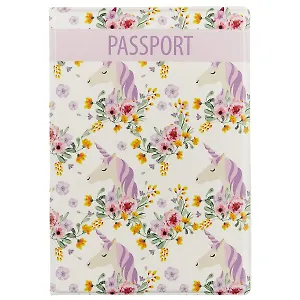 Обложка для паспорта Единороги с цветами (ОП2017-175)