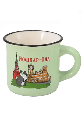 Кружка фарфор маленькая матовая Домики (Зеленый) (Йошкар-Ола) (75 мл) (065-9-118) 3148662