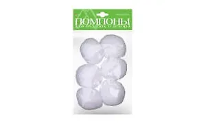 Набор для творчества HOBBY TIME, Помпоны пушистые Белые, 50мм, 6шт