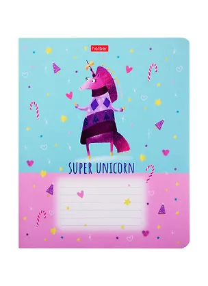 Тетрадь в клетку Hatber, "Волшебный единорог", 12 листов, в ассортименте 257193