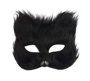 Маска Кошки меховая (черная) (17х15) (пластик) (12-06150-M2)