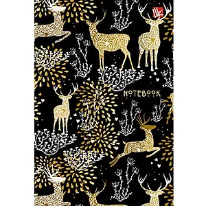 Тетрадь, 100л. А6 клетка Эксмо Орнамент. Золотые олени твердая обложка