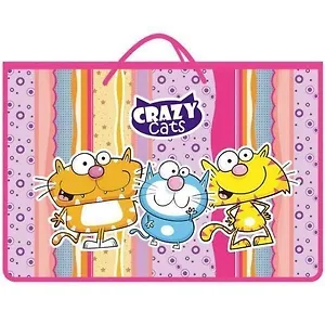 Папка для тетрадей А4 с ручками 1отд., Crazy cats, Оникс