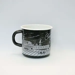 Сувенир, Ярко Ярко, Кружка, Панорама Санкт-Петербурга ч/б, 8*8*8см, эмалированная сталь, 400мл без коробки