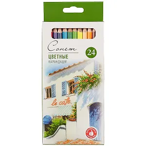 Профессиональные цветные карандаши «Сонет», 24 цвета