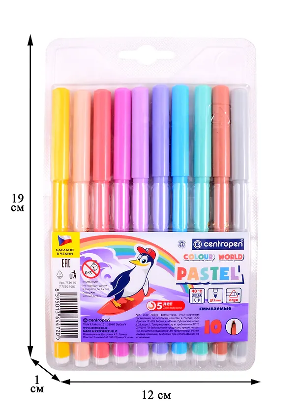 Фломастеры «Pastel» Centropen, 10 цветов 258262 — 5
