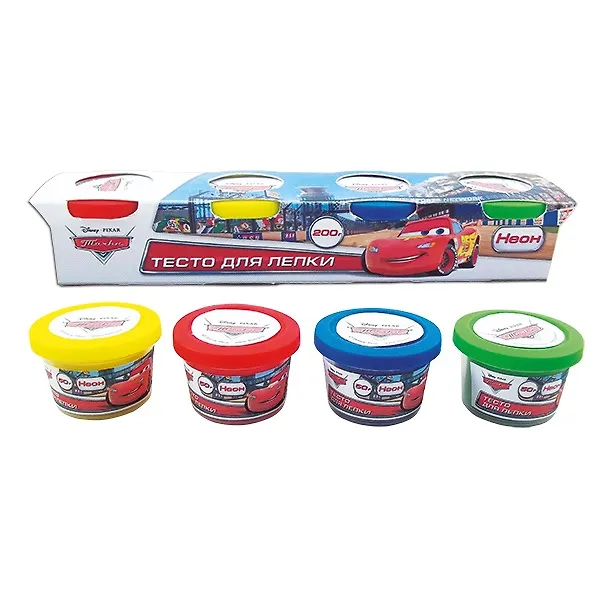 Набор Тесто для лепки Неон Disney Тачки (450PD-N-T) (4 цв. х50гр) (Играем вместе) (упаковка) 2381042 — 1