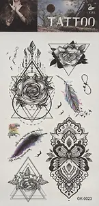 Тату Бабочки и розы, 2 вида (GK-0023)(GK-0032)(9,7*19,8)