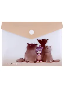 Папка-конверт А6 на кнопке "Саша и её друзья-коты"