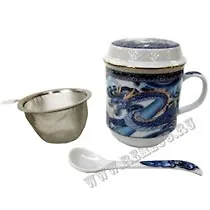 Кружка с метал. фильтром крышкой и ложкой (115873)