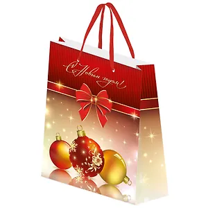 Пакет А6 14*11*6 "Шары" Новый год, бум.мат.ламинат