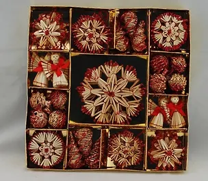 Новогоднее подвесное украшение из соломки (Набор из 48 шт) 30828 (26*26*3) (Феникс-Презент) 2380687