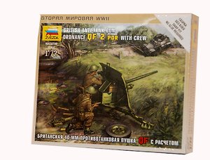 Сборная модель ЗВЕЗДА, Британский 40-мм ПТ пушка QF с расчетом 1939-1943 1/72 6169