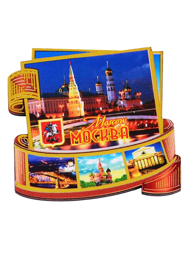 Магнит Москва Фотопленка Достопримечательности города вид 2 (дерево) 2762034 — 1