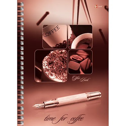 Тетрадь А4 80л кл. "Офис (Time for coffe)" евроспираль,офсет,мел.карт., Listoff 227786 — 1