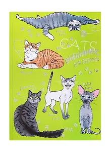 Дневничок для девочек А5 48л "Породы котов" 7БЦ, глянц.пленка, тиснение цв.фольгой, полноцв.блок, офсет 80г/м2