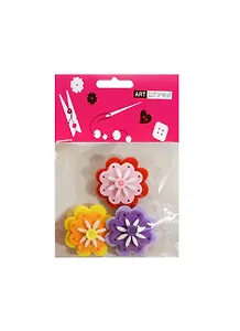 Набор д/творчества Набор из цветов с пуговицами фетр 3шт (желтый розовый голубой) 4см (6069-12-A)