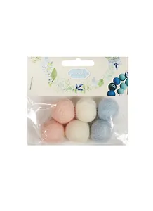 Набор бусин валяных из шерсти (2 см) (6 шт) (бл.-роз., бел., гол.) (14-00941-J2)