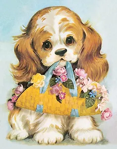 Набор д/творчества Рыжий кот Холст с красками 22х30см по номерам в коробке (16цв.) Милый щенок с цветами Х-2805