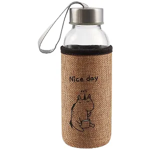 Бутылка в чехле джут Единорог/Коты (стекло) (300мл)