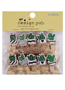 Прищепки декоративные с веревкой 10 шт. Кактусы