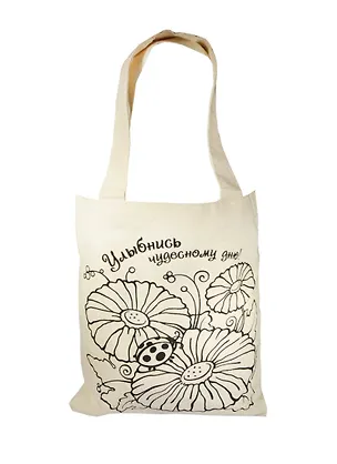 Сумка из льна с рисунком под роспись Цветы (611630) (64SР-89295) (упаковка) 2370459