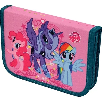 Пенал 1отд. "My little pony" прямоугольный 19.5*13,5см, покрытие текстиль, c наполнением (17 предметов), Proff 228868 — 1