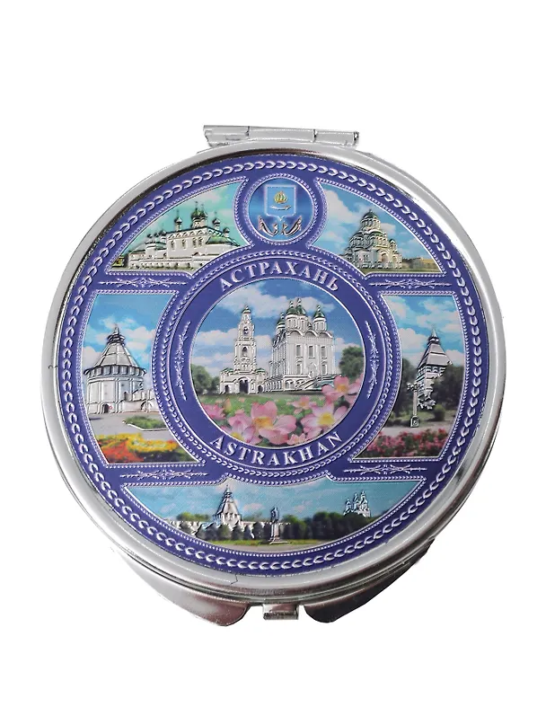 Зеркало Кремль и Лотосы (металл) (7см) (Астрахань) (316CHE-K6-82-3) 3133931 — 1
