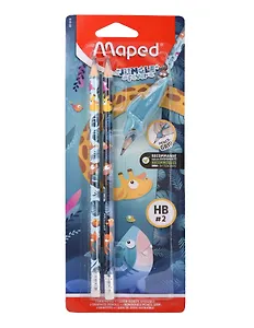 Карандаши ч/гр 02шт "JUNGLE FEVER" HB, с ластиком, с тренажером, блистер MAPED