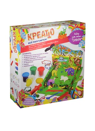 Набор д/детского творчества Росмэн-Лига Набор д/лепки "Сафари" 4*50г + аксес 14412 2477800