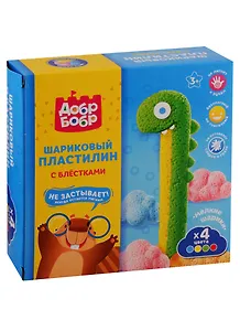 Шариковый пластилин ДобрБобр с блестками (4 цв.) НШБНЗ4