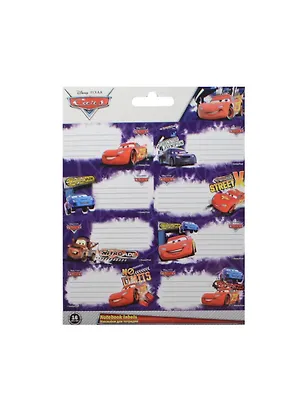 Наклейки для тетрадей "Cars" 7,7*3,9см, 2л в упаковке, Disney 236981